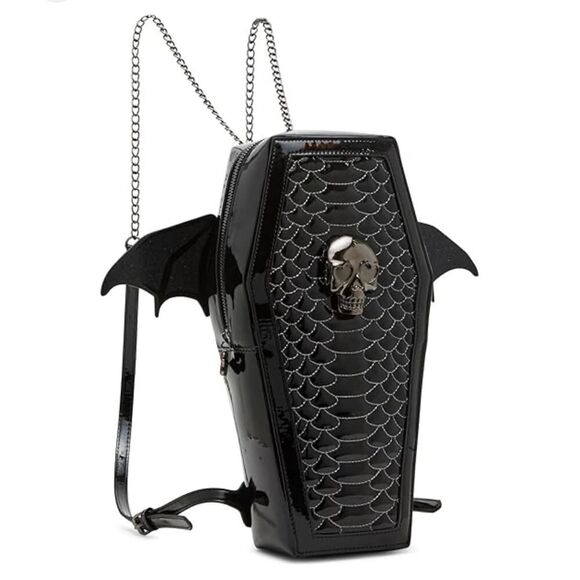 Betsey Johnson Handbags - Betsey johnson patent leather kitsch coffin bat to the bone backpack bag purse